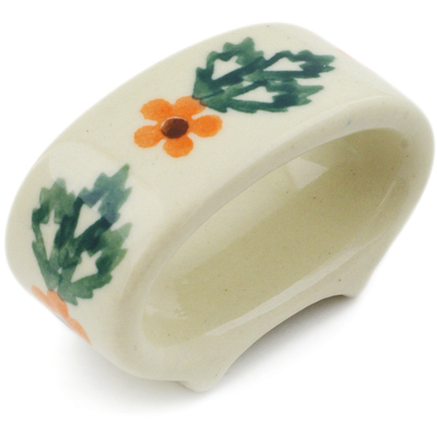 Polish Pottery Napkin Ring 3&quot; Cobblestone Garden