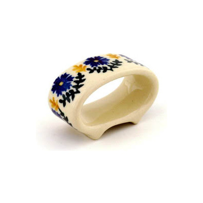 Polish Pottery Napkin Ring 3&quot; Field Flowers Harmony