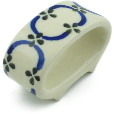 Polish Pottery Napkin Ring 3&quot; Garden Lattice