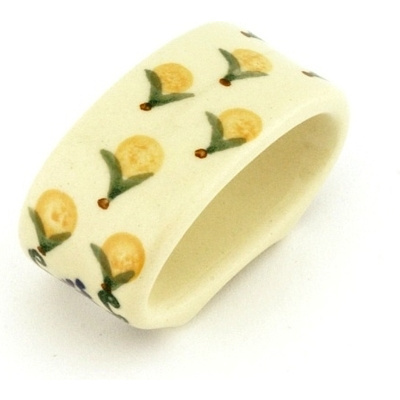 Polish Pottery Napkin Ring 3&quot; Summer Grapes