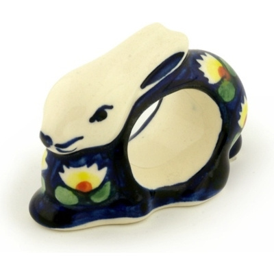 Polish Pottery Napkin Ring 3&quot; Waterlily