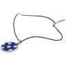 Ceramic, Metal, Cord Necklace 11&quot; Blue Eyes