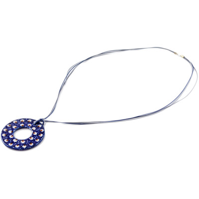 Polish Pottery Necklace 18&quot; American Peacock