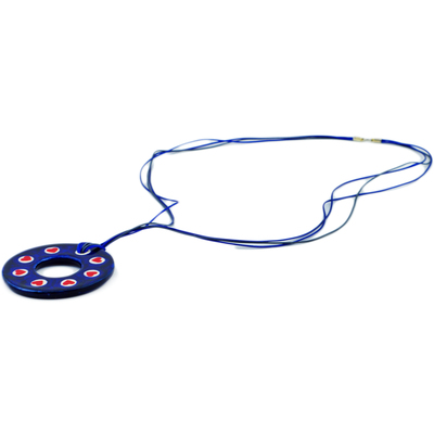 Polish Pottery Necklace 18&quot; Cobalt Love