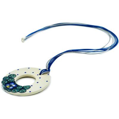 Polish Pottery Necklace 18&quot; Flower In The Grass
