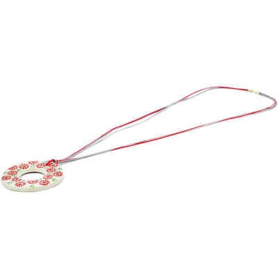 Polish Pottery Necklace 18&quot; Peacock Poppies