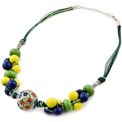 Polish Pottery Necklace 22&quot; Summer Mix UNIKAT