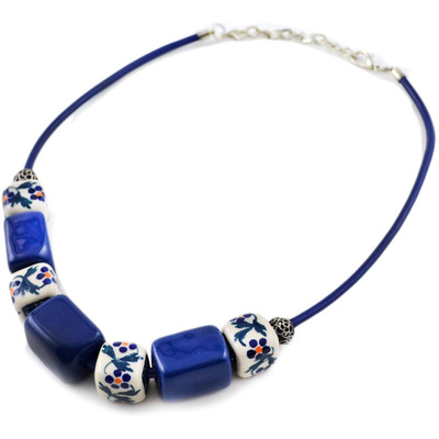 Polish Pottery Necklace 24&quot; Happy Day