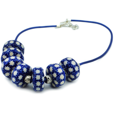 Polish Pottery Necklace 24&quot; Lil Daisies