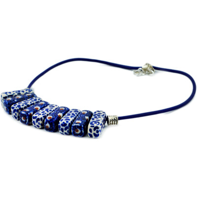 Polish Pottery Necklace 25&quot; Flower In The Grass