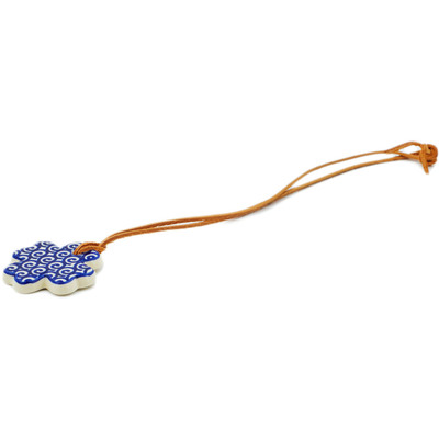 Polish Pottery Necklace 29&quot; Peacock Swirl