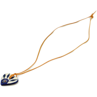 Polish Pottery Necklace 31&quot; Peacock Train UNIKAT