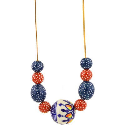 Polish Pottery Necklace 35&quot; Mix