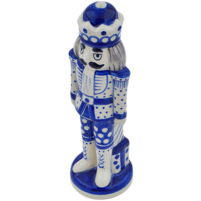 Polish Pottery Nutcracker Figurine 9&quot; Blue Eye Dots UNIKAT