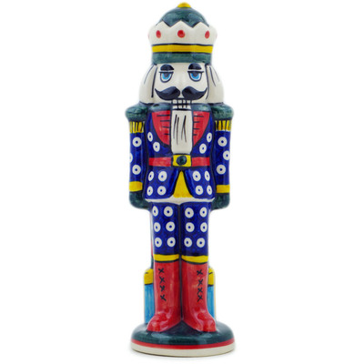 Polish Pottery Nutcracker Figurine 9&quot; Blue Eye Festivities UNIKAT