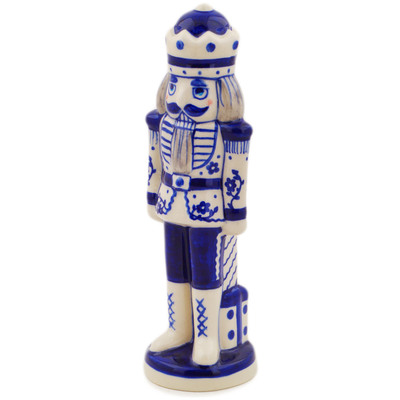 Polish Pottery Nutcracker Figurine 9&quot; Cobalt Art UNIKAT