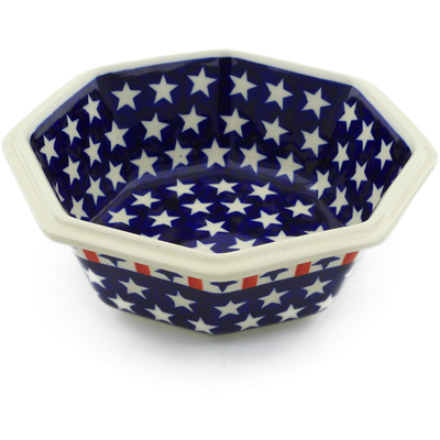 Polish Pottery Octagonal Bowl 7&quot; Americana