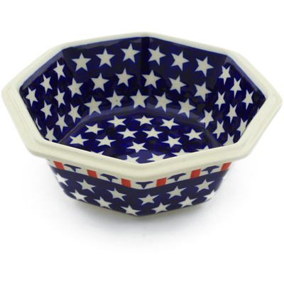 Polish Pottery Octagonal Bowl 7&quot; Americana