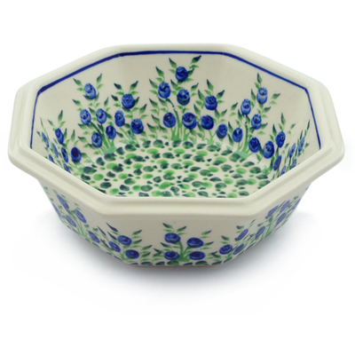 Polish Pottery Octagonal Bowl 7&quot; Blue Dream