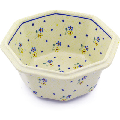 Polish Pottery Octagonal Bowl 7&quot; Country Meadow