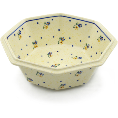 Polish Pottery Octagonal Bowl 7" Country Meadow