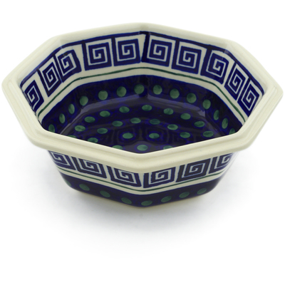 Polish Pottery Octagonal Bowl 7&quot; Greek Key