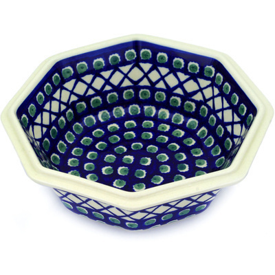 Polish Pottery Octagonal Bowl 7&quot; Illusion