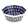 Polish Pottery Octagonal Bowl 7&quot; Peacock Leaves