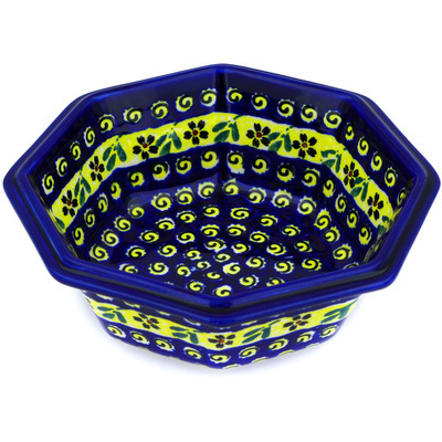 Polish Pottery Octagonal Bowl 7&quot; Stargazer Fields