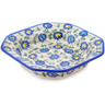Polish Pottery Octagonal Bowl 8&quot; Blue Thistle Beauty