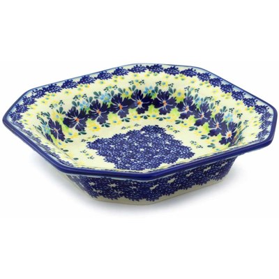 Polish Pottery Octagonal Bowl 8&quot; Spring Meadow