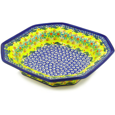 Polish Pottery Octagonal Bowl 8&quot; Sunshine Blooms