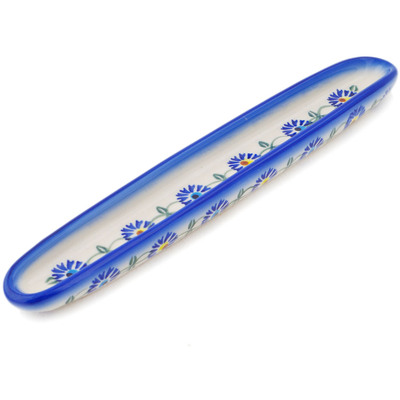 Polish Pottery Olive Dish 13&quot; Blue Thistle Beauty