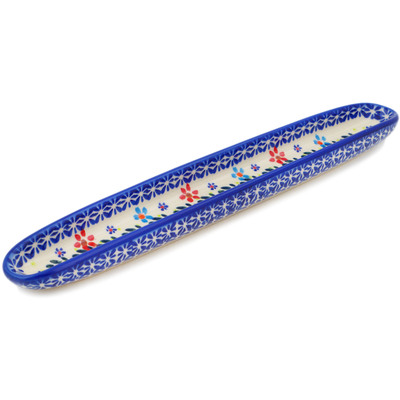 Polish Pottery Olive Dish 13&quot; Neon Wreath