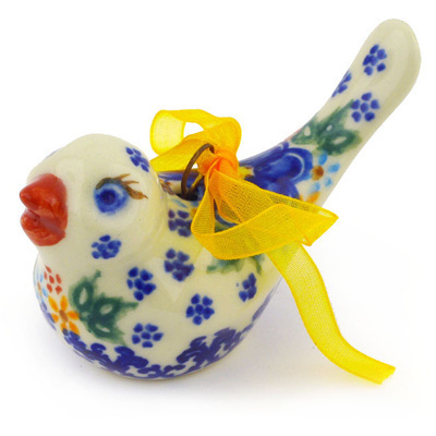 Polish Pottery Ornament Bird 3&quot; UNIKAT