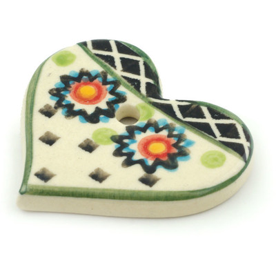 Polish Pottery Ornament Heart 2&quot; Sunburt Circle