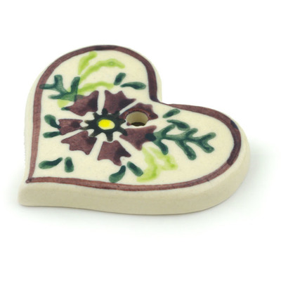 Polish Pottery Ornament Heart 2&quot; Sweet Purple Floral