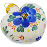 Polish Pottery Ornament Heart 3&quot; Blue Bouquet