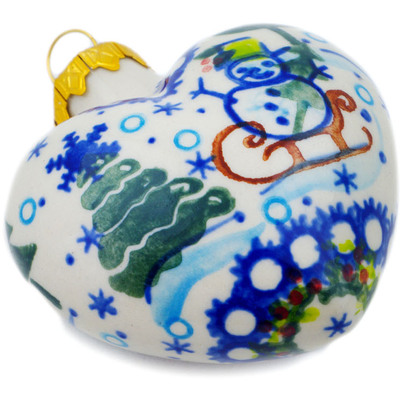 Polish Pottery Ornament Heart 3&quot; Christmas Tree Spirit