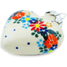 Polish Pottery Ornament Heart 3&quot; Floral Crown UNIKAT