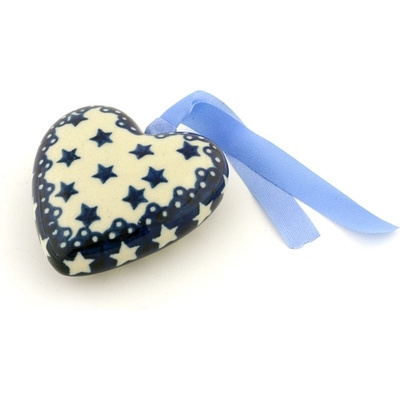 Polish Pottery Ornament Heart 3&quot;