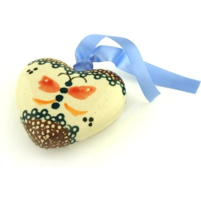 Polish Pottery Ornament Heart 3"