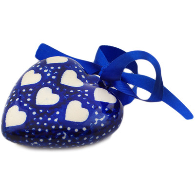 Polish Pottery Ornament Heart 3&quot; Heart&#039;s Full Of Love