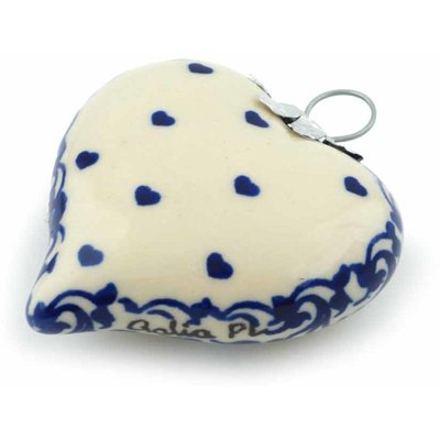 Polish Pottery Ornament Heart 3&quot; Iheartyou