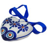 Polish Pottery Ornament Heart 3&quot; Peacock