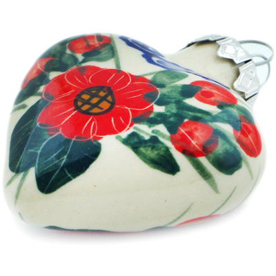 Polish Pottery Ornament Heart 3&quot; Perfect Poppies