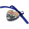 Polish Pottery Ornament Heart 3&quot; Wave Of Flowers