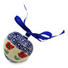 Polish Pottery Ornament Heart 3" Wind-blown Poppies