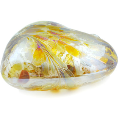 Glass Ornament Heart 5&quot; Yellow