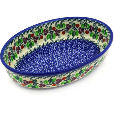 Polish Pottery Oval Baker 11&quot; Cherries Jubilee